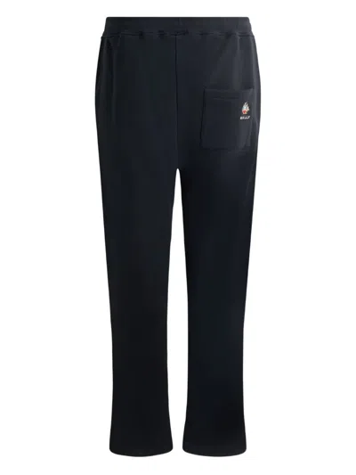 Bally Crest-embroidered Sweatpants In Blue