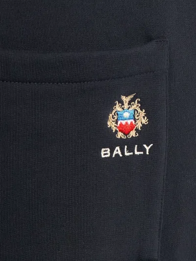 Bally Crest-embroidered Sweatpants In Blue