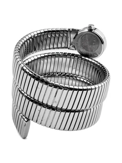 Pre-owned Bvlgari Tubogas Bb191ts 3 Row 19mm In Black