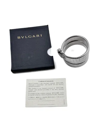Pre-owned Bvlgari Tubogas Bb191ts 3 Row 19mm In Black