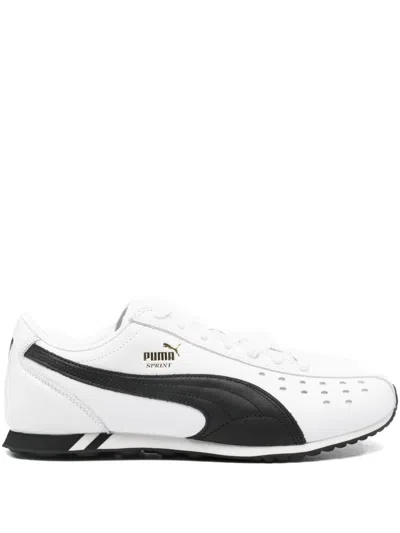 Puma Leather Lace-up Sneakers In White