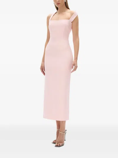 Rachel Gilbert Sculpted Midi Dress In Pink