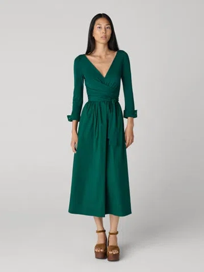 Diane Von Furstenberg Ballerina Wrap Dress In Green