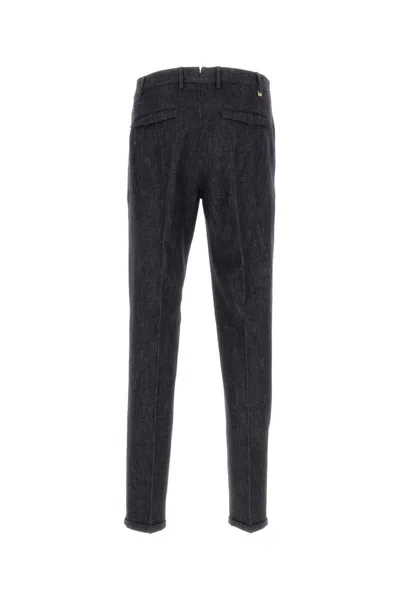 Pt Torino Melange Midnight Blue Cotton Blend Trouser In Grey