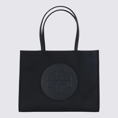 Tory Burch Black Tote With Circular Logo And Functional Design