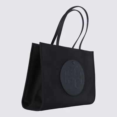 Tory Burch Black Tote With Circular Logo And Functional Design