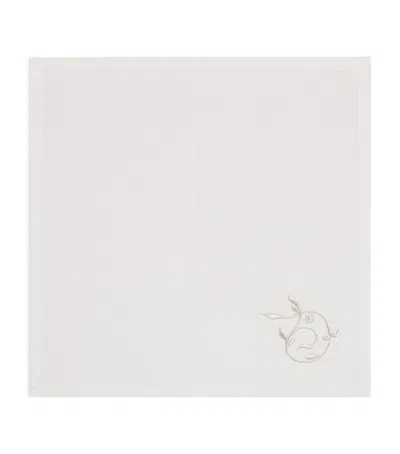Dea Linen Embroidered Scroll Napkin In White