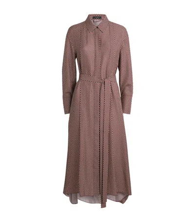 Joseph Check Print Orlan Midi Shirt Dress In Brown