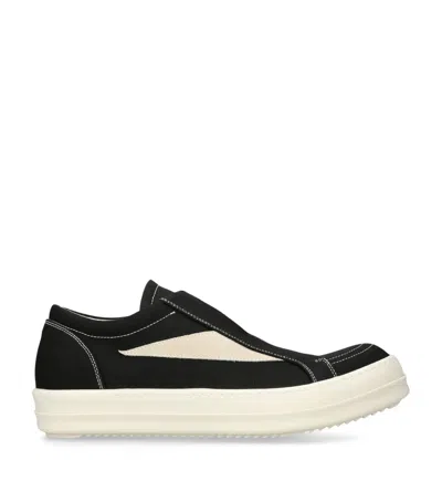 Rick Owens Drkshdw Denim Laceless Vintage Sneakers In Black