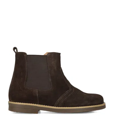 Papouelli Suede Elo Chelsea Boots In Brown