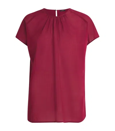 Joseph Wool-blend Sheer Broca Blouse In Red
