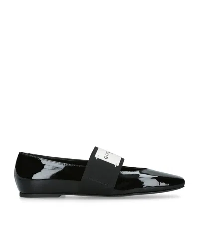 Givenchy Sliced Square Label Patent Leather Ballerina Flats In Black
