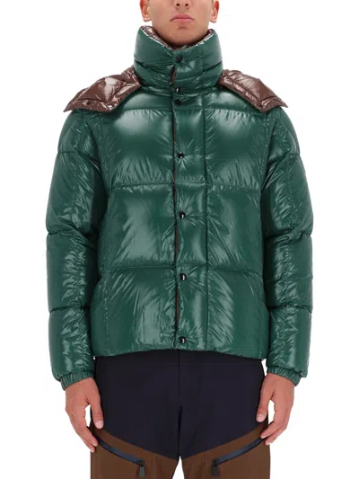 Moncler Parana Glossy Hooded Short Down Jacket Clothing In Green
