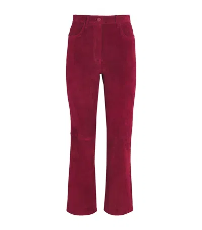 Joseph Suede Duke Stretch Slim Trousers In Red