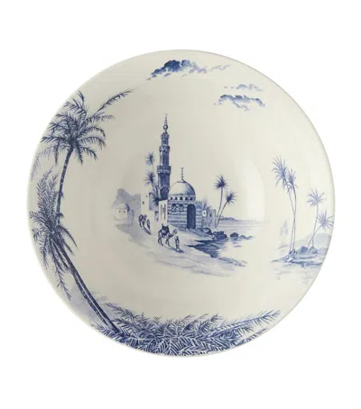 Gien Set Of 4 Ceramic Dépareillé Cereal Bowls In Blue