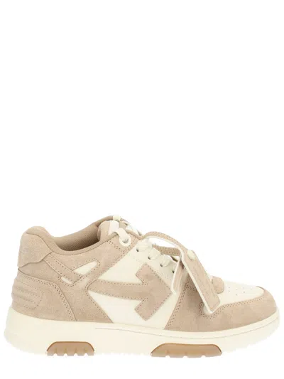 Off-white Low-top Sneakers With Suede And Calfskin Accents In Animal Print
