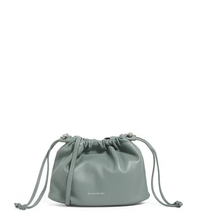 Strathberry Leather Drawstring Charlotte Clutch Bag In Blue