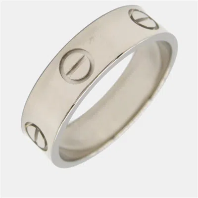 Pre-owned Cartier Love 18k White Gold Band Ring Eu 57
