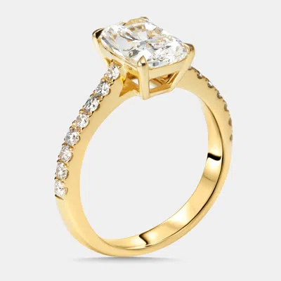 Pre-owned The Diamond Edit 2.3 Cts Radiant Round Lab Grown Diamonds 18k Yellow Gold Ring Size 51