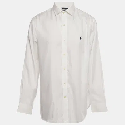 Pre-owned Polo Ralph Lauren White Logo Embroidered Cotton Shirt Xl In Yellow