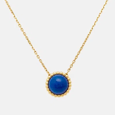Pre-owned Van Cleef & Arpels Perlée Couleurs Lapis Lazuli Cabochon 18k Yellow Gold Pendant Necklace