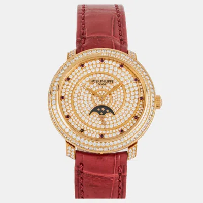 Pre-owned Patek Philippe Complications Moonphase 4968/400r-001 33 Mm In Gold