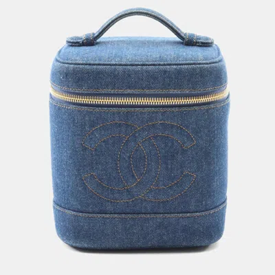 Pre-owned Chanel Coco Mark Handbag Denim Navy In Blue