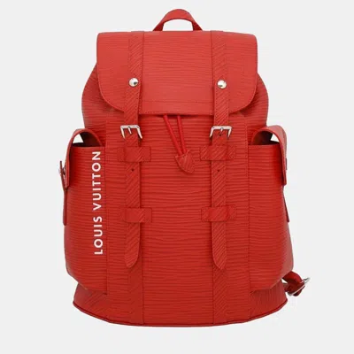 Pre-owned Louis Vuitton Backpack Epi Xl Christopher Mm In Red
