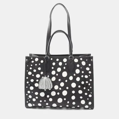 Pre-owned Louis Vuitton X Yayoi Kusama On The Go Mm Tote Bag In Monogram Empreinte Leather Black