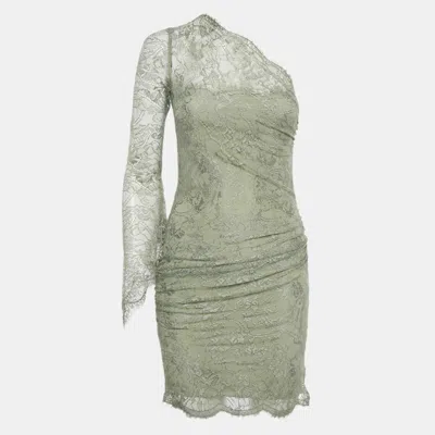 Pre-owned Pucci Green Lace One-shoulder Mini Dress S
