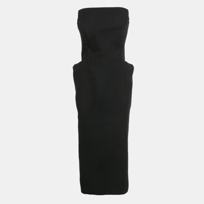 Pre-owned Nué Black Crepe Structured Strapless Allegra Dress M