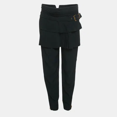 Pre-owned Alexander Mcqueen Black Crepe Pleated Detail Trousers M