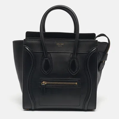 Pre-owned Celine Black Leather Micro Luggage Tote