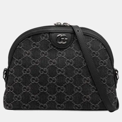 Pre-owned Gucci Black Small Gg Denim Ophidia Dome Crossbody