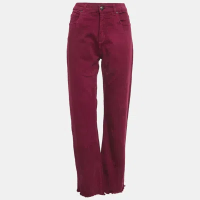 Pre-owned Etro Burgundy Floral Print Denim Jeans M/waist 29" In Pink