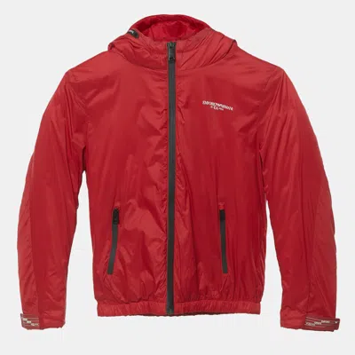 Pre-owned Emporio Armani Kids Red Logo Print Nylon Jacket 8yrs