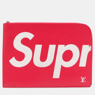 Pre-owned Louis Vuitton Red Supreme Epi Pochette Jour Gm