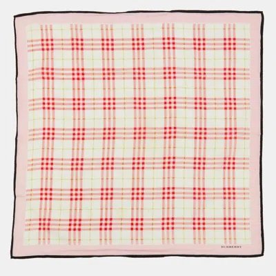 Pre-owned Burberry Pink Checked Cotton Neck/hand Kerchief