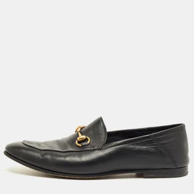 Pre-owned Gucci Black Leather Horsebit Princetown Loafers Size 42.5