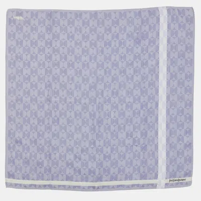 Pre-owned Saint Laurent Vintage Lilac Circle Pattern Cotton Handkerchief In Purple