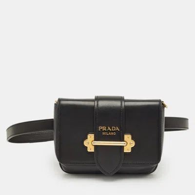 Pre-owned Prada Black Leather Cahier Belt Bag