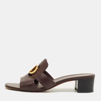 Pre-owned Dior Burgundy Leather 30 Montaigne Slide Sandals Size 41
