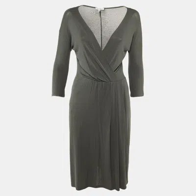 Pre-owned Max Mara Grey Jersey Midi Dress M In Gray