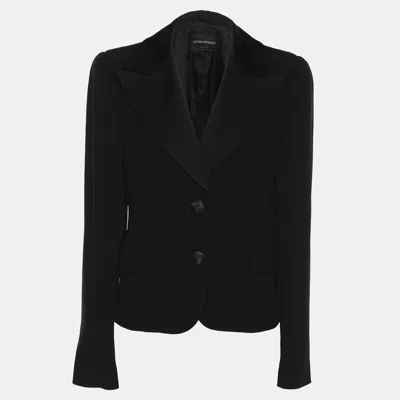Pre-owned Emporio Armani Black Crepe Single Breasted Blazer S