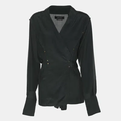 Pre-owned Isabel Marant Green Crepe Belted Wrap Long Sleeve Tops M