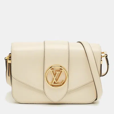 Pre-owned Louis Vuitton Cream Leather Lv Pont 9 Bag In White