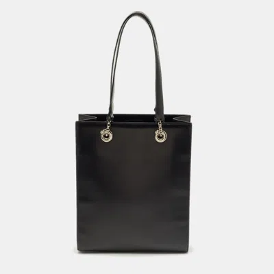 Pre-owned Cartier Black Glossy Leather Panthere Chain Tote