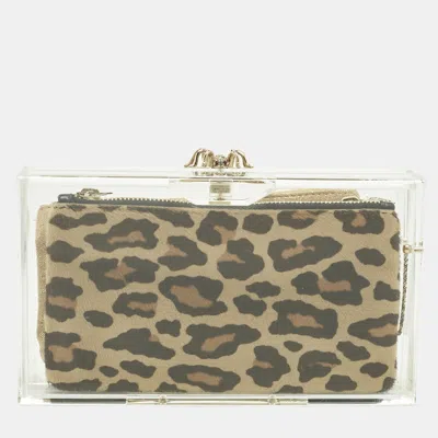 Pre-owned Charlotte Olympia Clear Perspex Spider Pandora Box Clutch In Transparent