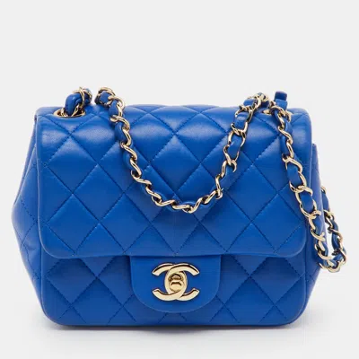 Pre-owned Chanel Blue Quilted Leather Square Mini Classic Single Flap Bag