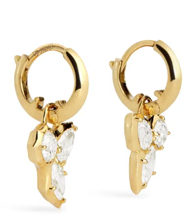 Jade Trau Yellow Gold And Diamond Poppy Huggie Earrings In Gold